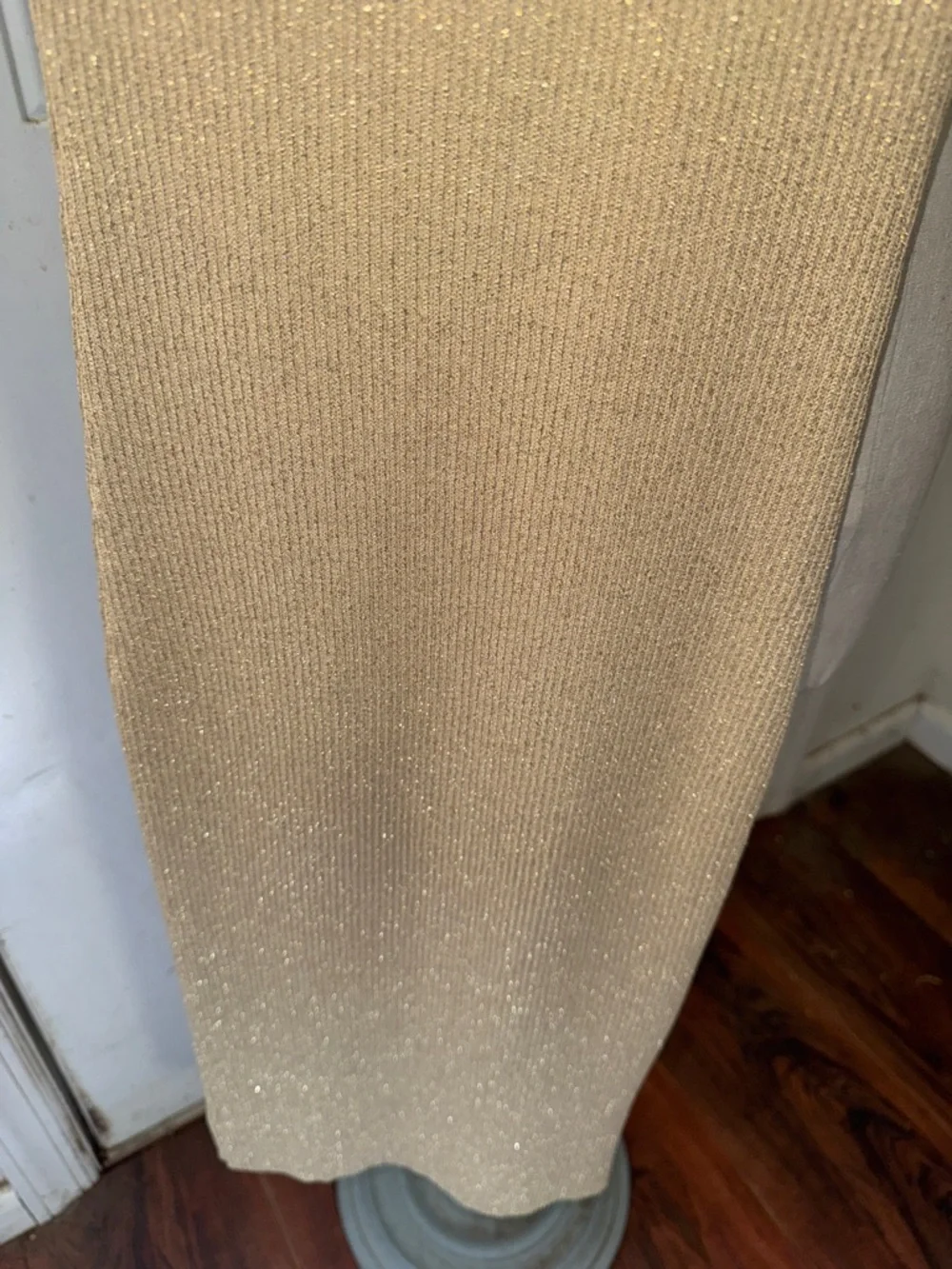 Michael Kors Ribbed V-Neck Sleeveless Midi Dress in Beige - Picture 6 of 7